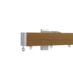Lund M52 40 x 25 mm Aluminum Oak Facial Pole Set Single Bracket for 6 cm Wave Curtains Natural