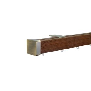 Provence M51 35 x 35 mm Wood Pole Set Ceiling Bracket for 6 cm Wave Curtains Textured Brown