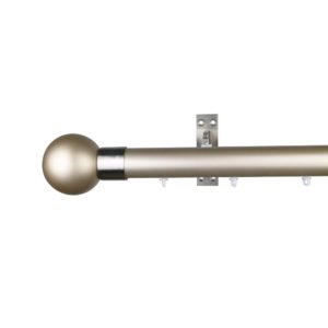 Reims M81 35 mm Finial  Ball Beech Wood Pole Set Single Bracket for 8 cm Wave Curtains Champagne