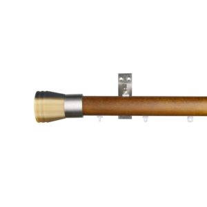 Reims M81 35 mm Finial  Trumpet Beech Wood Pole Set Ceiling Bracket for 8 cm Wave Curtains Dark Oak