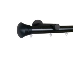 Verona M81 28 mm Trumpet Aluminum Poles Set Single Bracket for 8cm Wave Curtains Black