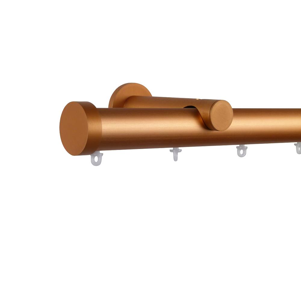 Verona M82 35 mm Aluminum Poles Set Single Bracket for 8cm Wave Curtains Rose Gold