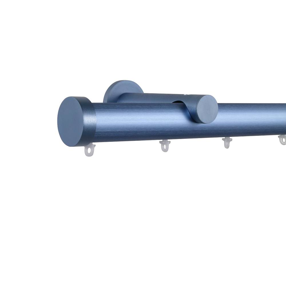 Verona M82 35 mm Aluminum Poles Set Single Bracket for 8cm Wave Curtains Silver Blue