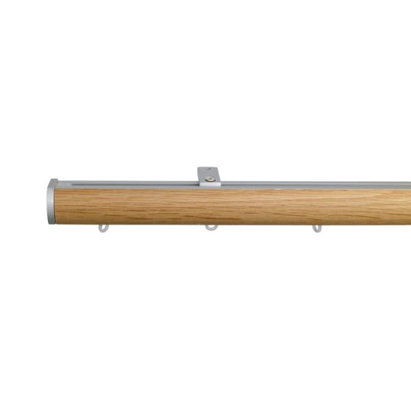 Icon M52 35 mm Aluminum Oak Facial Poles Set Ceiling Bracket for 6cm Wave Curtains Natural