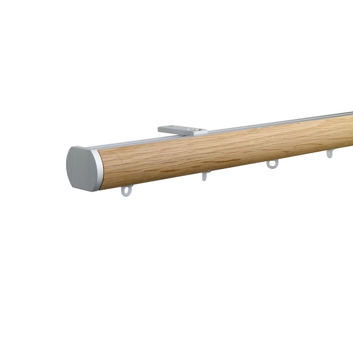 Icon M52 35 mm Aluminum Oak Facial Poles Set Ceiling Bracket for 6cm Wave Curtains Natural
