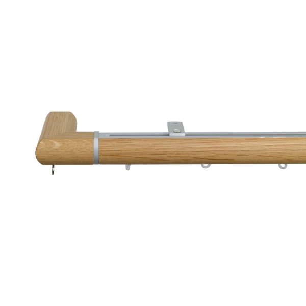 Icon M52 35 mm Aluminum Oak Facial Poles Set Ceiling Bracket for 6cm Wave Curtains Natural