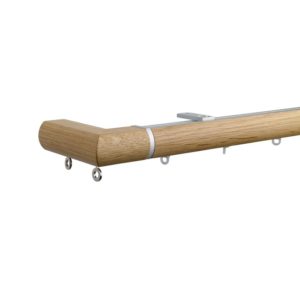 Icon M52 35 mm Aluminum Oak Facial Poles Set Ceiling Bracket for 6cm Wave Curtains Natural
