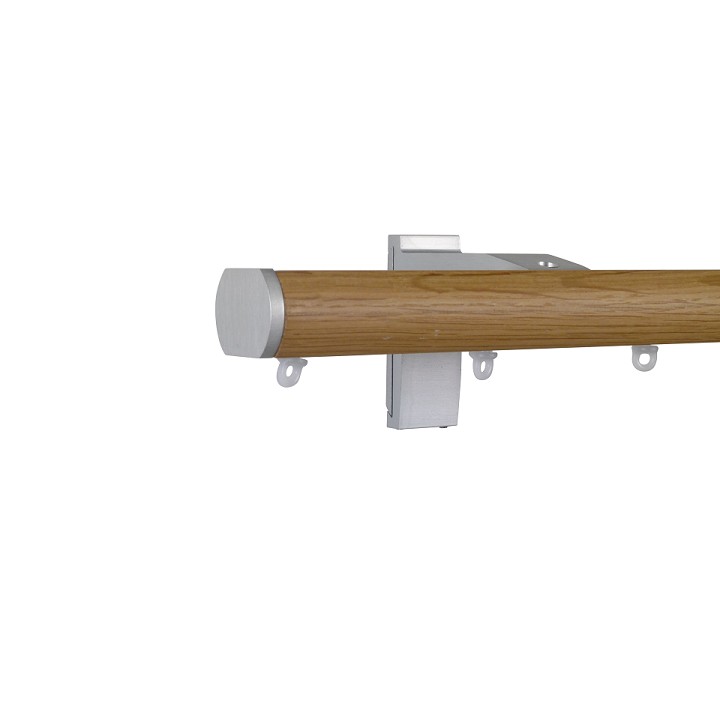 Icon M52 35 mm Aluminum Oak Facial Poles Set Single Bracket for 6cm Wave Curtains Natural