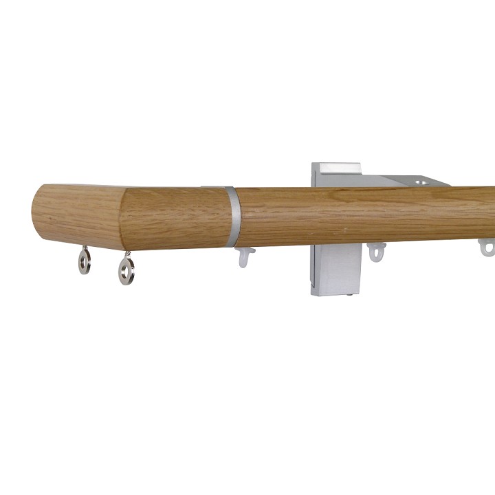 Icon M52 35 mm Aluminum Oak Facial Poles Set Single Bracket for 6cm Wave Curtains Natural