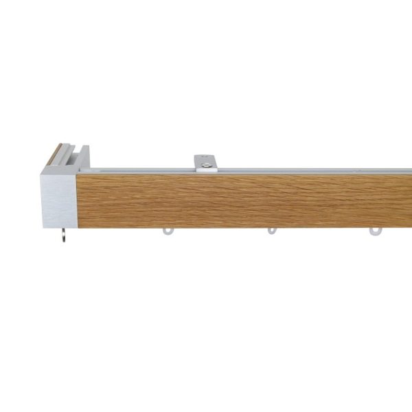 Icon M52 40 x 25 mm Aluminum Oak Facial Poles Set Single Bracket for 6cm Wave Curtains Natural
