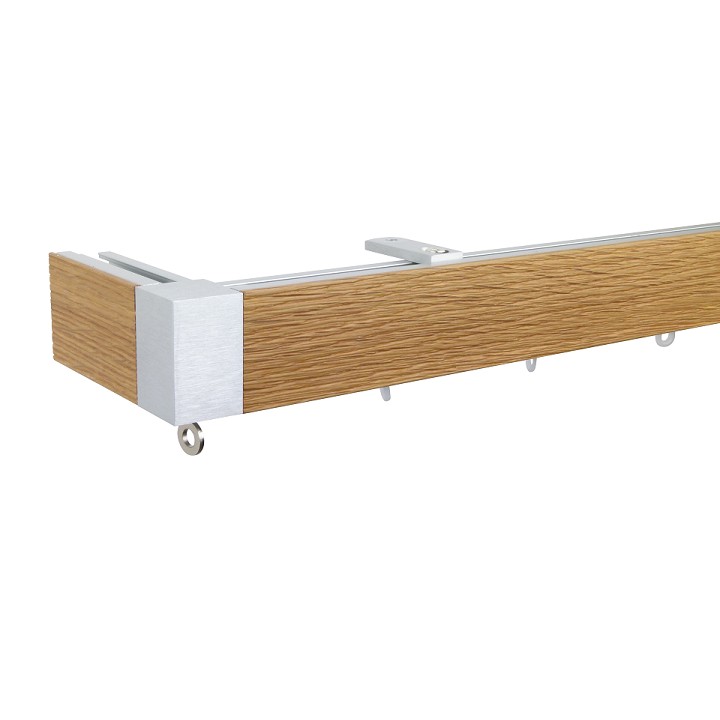 Icon M52 40 x 25 mm Aluminum Oak Facial Poles Set Ceiling Bracket for 6cm Wave Curtains Natural