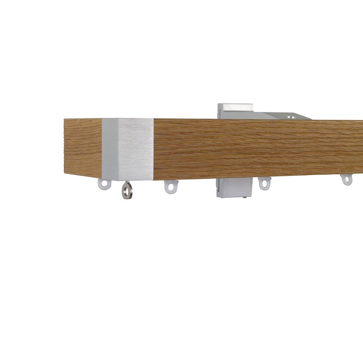 Icon M52 40 x 25 mm Aluminum Oak Facial Poles Set Single Bracket for 6cm Wave Curtains Natural