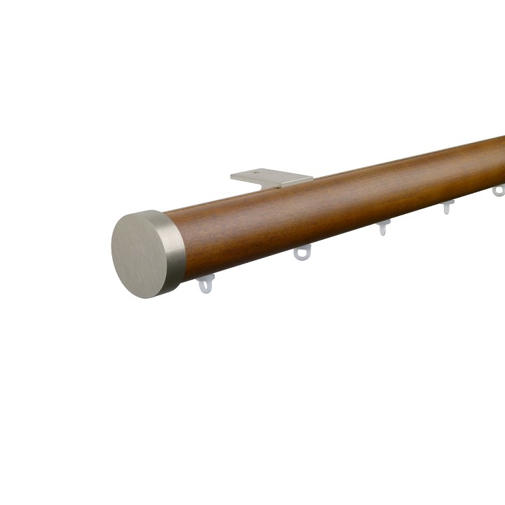 Kouvola 35 mm  Wood Pole Set for 6 cm Wave Curtains Dark Oak