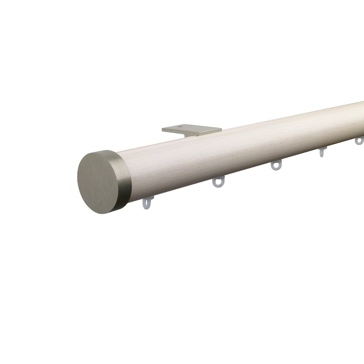 Kouvola 35 mm  Wood Pole Set for 6 cm Wave Curtains Ivory