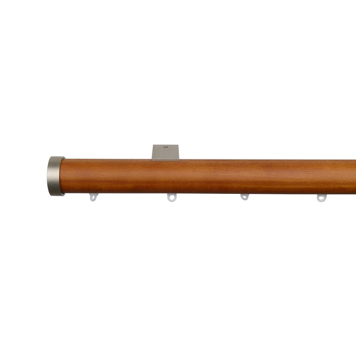 Kouvola 35 mm  Wood Pole Set for 6 cm Wave Curtains Medium Oak