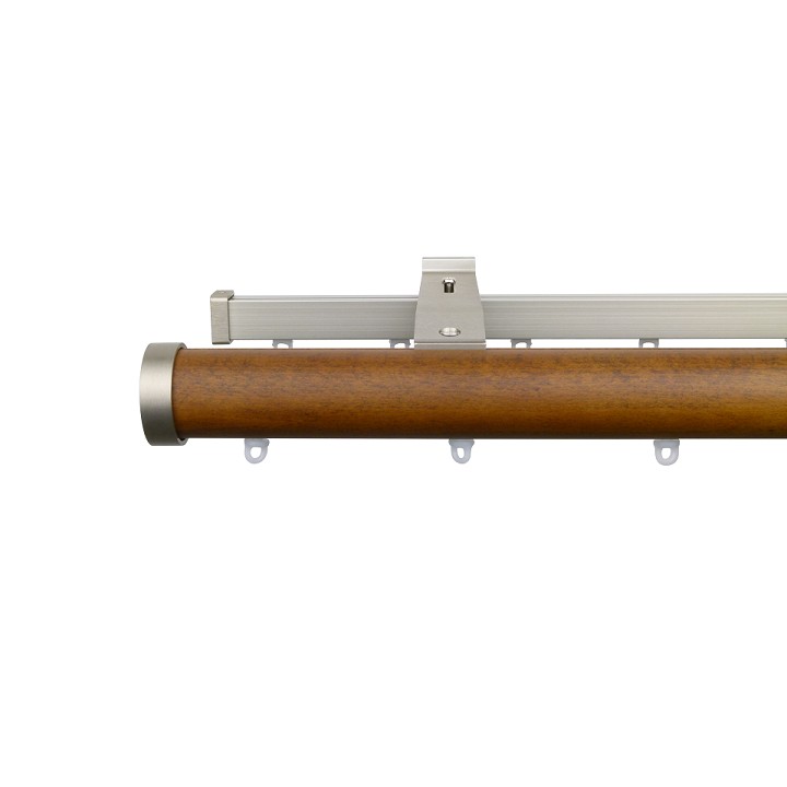 Kouvola 35 mm Wood Pole Set Double for 6 cm Wave Curtains Dark Oak