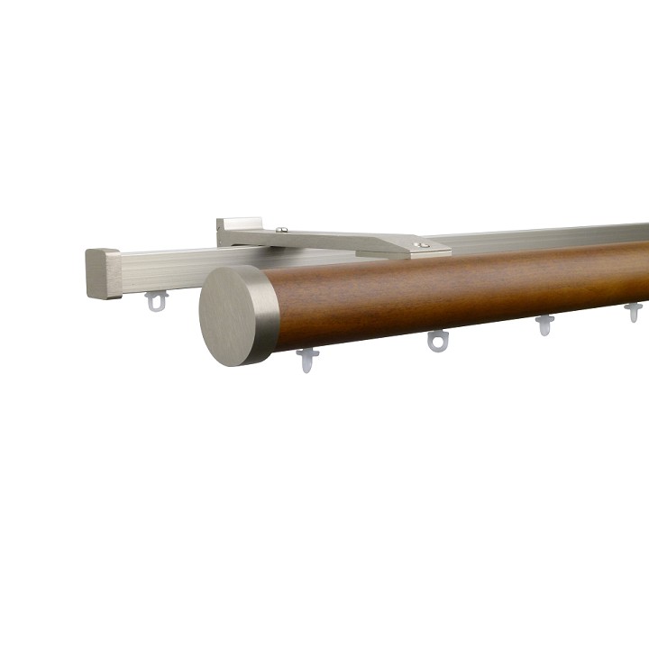 Kouvola 35 mm Wood Pole Set Double for 6 cm Wave Curtains Dark Oak