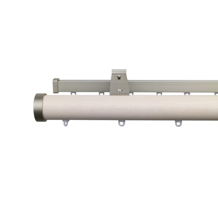 Kouvola 35 mm Wood Pole Set Double for 6 cm Wave Curtains Ivory