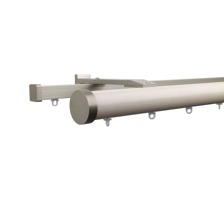 Kouvola 35 mm Wood Pole Set Double for 6 cm Wave Curtains Ivory