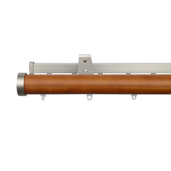 Kouvola 35 mm Wood Pole Set Double for 6 cm Wave Curtains Medium Oak