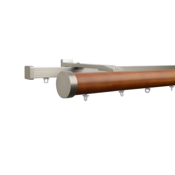 Kouvola 35 mm Wood Pole Set Double for 6 cm Wave Curtains Medium Oak