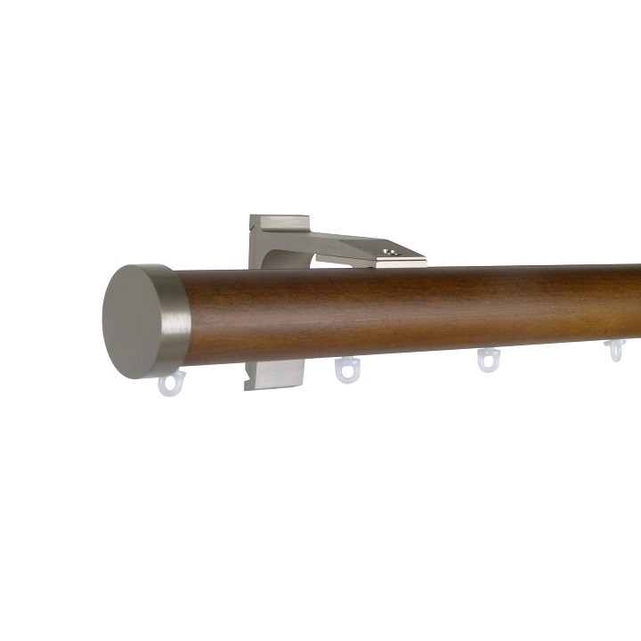 Kouvola 35 mm Wood Pole Set for 6 cm Wave Curtains Dark Oak