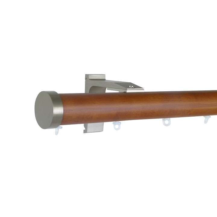 Kouvola 35 mm Wood Pole Set for 6 cm Wave Curtains Medium Oak