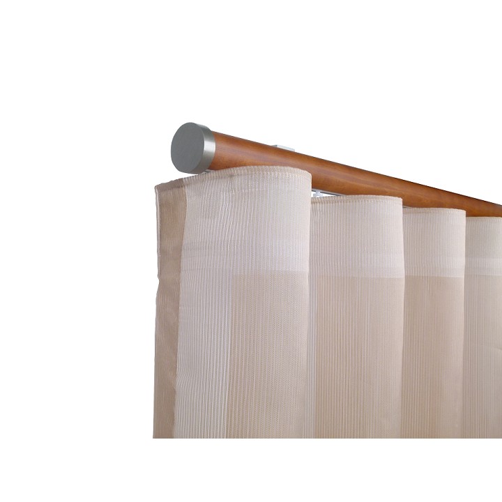 Kouvola 35 mm Wood Pole Set for 6 cm Wave Curtains Medium Oak