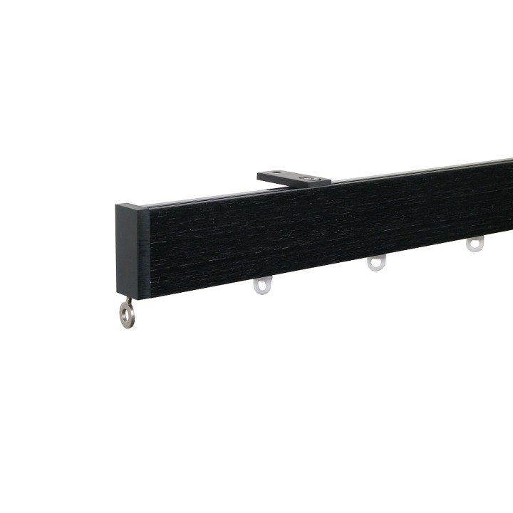 Now M51 40 x 18 mm Aluminum Poles Set Ceiling Bracket for 6cm Wave Curtains Black, End Cap