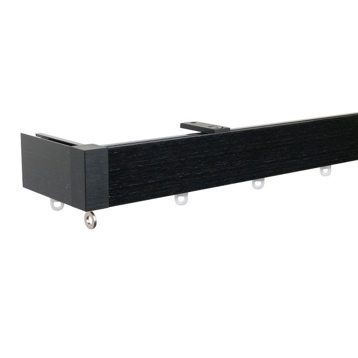Now M51 40 x 18 mm Aluminum Poles Set Ceiling Bracket for 6cm Wave Curtains Black, End Return