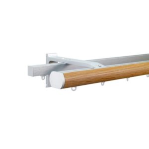 Icon M52 35 mm Aluminum Oak Facial Poles Set Double Bracket for 6cm Wave Curtains Natural
