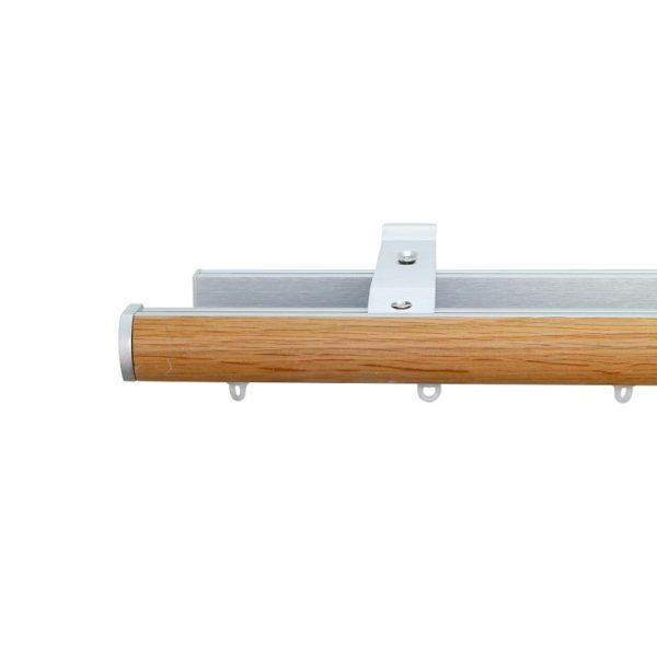 Icon M52 35 mm Aluminum Oak Facial Poles Set Double Bracket for 6cm Wave Curtains Natural