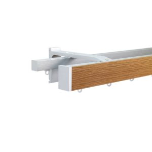 Icon M52 40 x 25 mm Aluminum Oak Facial Poles Set Double Bracket for 6cm Wave Curtains Natural