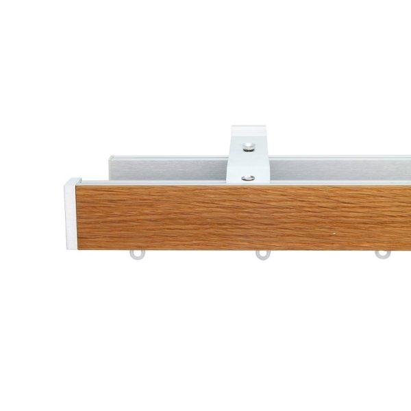 Icon M52 40 x 25 mm Aluminum Oak Facial Poles Set Double Bracket for 6cm Wave Curtains Natural