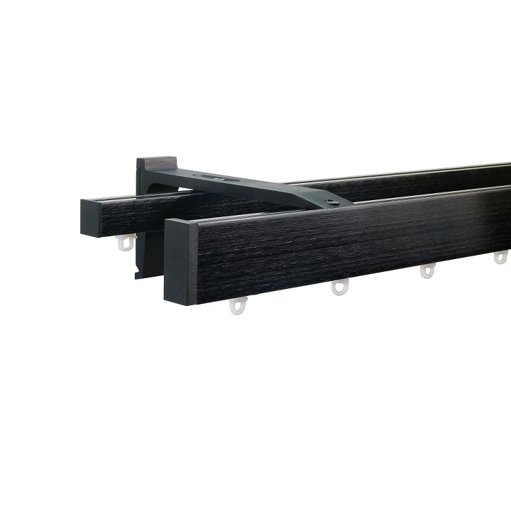 Now M51 40 x 18 mm Aluminum Poles Set Double Bracket for 6cm Wave Curtains Black