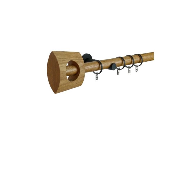 Zen 28 mm Zen Finial Wood Poles Set, Metal rings and Double brackets , Natural Oil