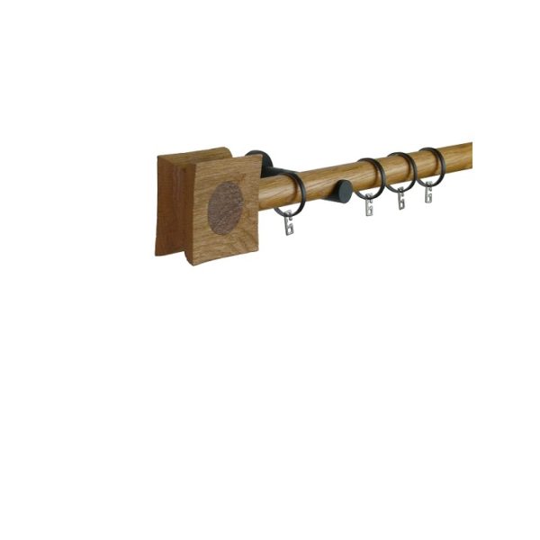 Zen 28 mm Pagada Finial Wood Poles Set, Metal rings and Single brackets , Natural Oil
