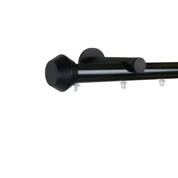 Oslo M81 28 mm Geometric Aluminum Poles Set Single Bracket for 6cm Wave Curtains Black