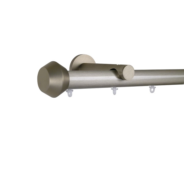Oslo M81 28 mm Geometric Aluminum Poles Set Single Bracket for 6cm Wave Curtains Champagne
