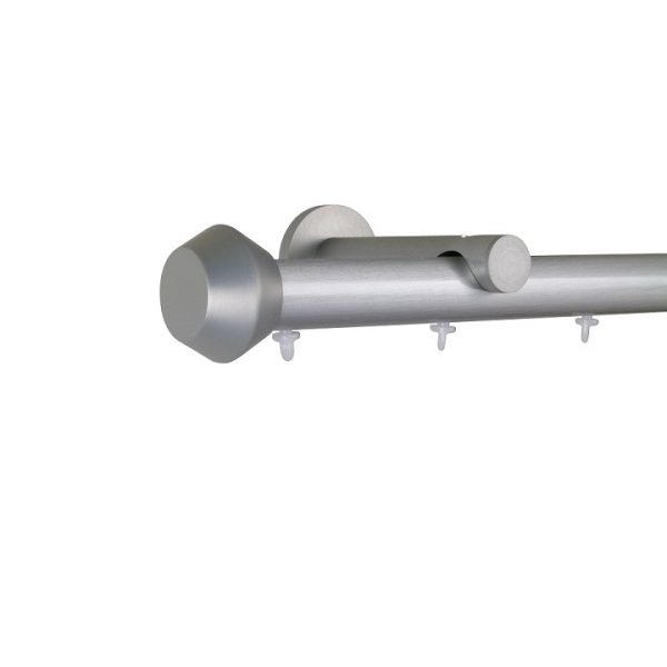 Oslo M81 28 mm Geometric Aluminum Poles Set Single Bracket for 6cm Wave Curtains Natural