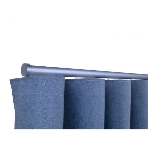 Oslo M82 28 mm Aluminum Poles Set Single Bracket for 6cm Wave Curtains Silver Blue