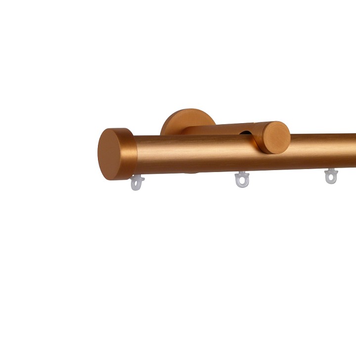 Oslo M82 28 mm Aluminum Poles Set Single Bracket for 6cm Wave Curtains Rose Gold