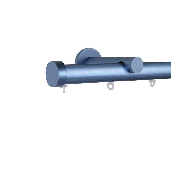 Oslo M82 28 mm Aluminum Poles Set Single Bracket for 6cm Wave Curtains Silver Blue