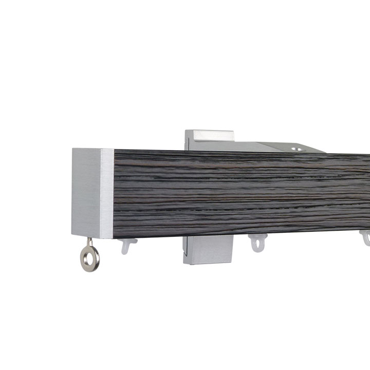 Lund M51 40 x 25 mm Aluminum Wood Facial Pole Set Single Backet for 6 cm Wave Curtains Textured Black 1 Lund M51 40 x 25 mm Aluminum Wood Facial Pole Set Single Backet for 6 cm Wave Curtains Textured Black