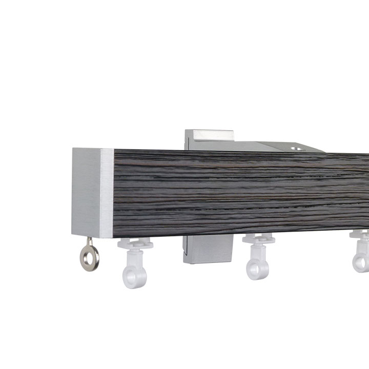 Lund M51 40 x 25 mm Aluminum Wood Facial Pole Set Single Backet for 6 cm Wave Curtains Textured Black