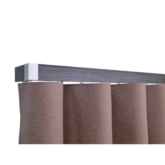 Lund M51 40 x 25 mm Aluminum Wood Facial Pole Set Single Backet for 6 cm Wave Curtains Textured Black