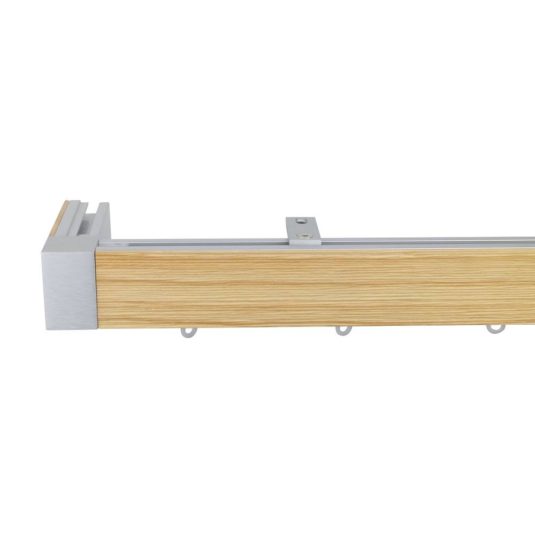 Lund M51 40 x 25 mm Aluminum Wood Facial Pole Set Ceiling Bracket for 6 cm Wave Curtains Textured Natural