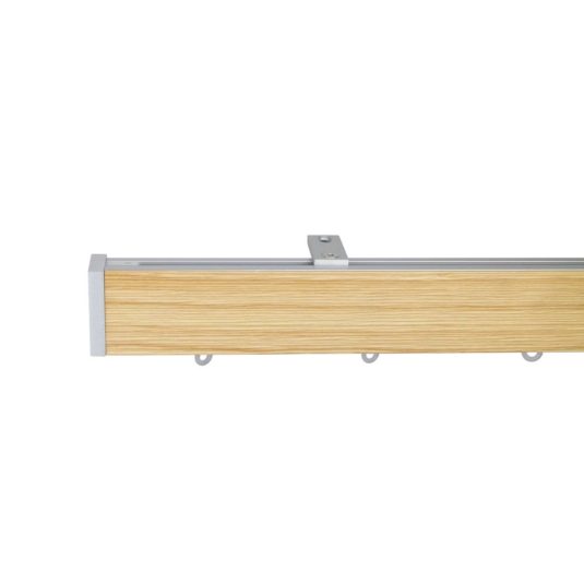 Lund M51 40 x 25 mmAluminum Wood Facial Pole Set Ceiling Bracket for 6 cm Wave Curtains Textured Natural