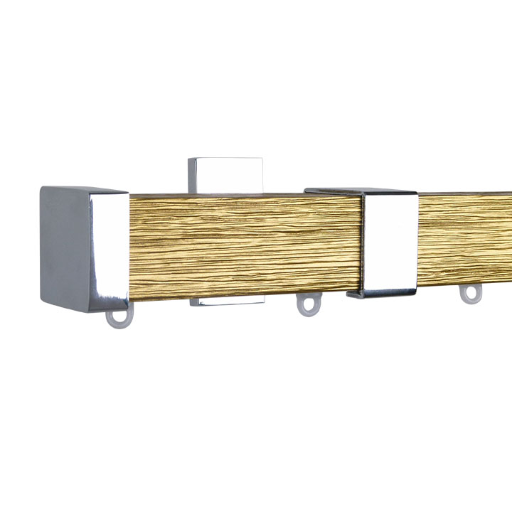 Berlin M51 35 x 35 mm Wood Pole Set Ceiling Bracket for 6 cm Wave Curtains Textured Gold 1 Berlin M51 35 x 35 mm Wood Pole Set Ceiling Bracket for 6 cm Wave Curtains Textured Gold