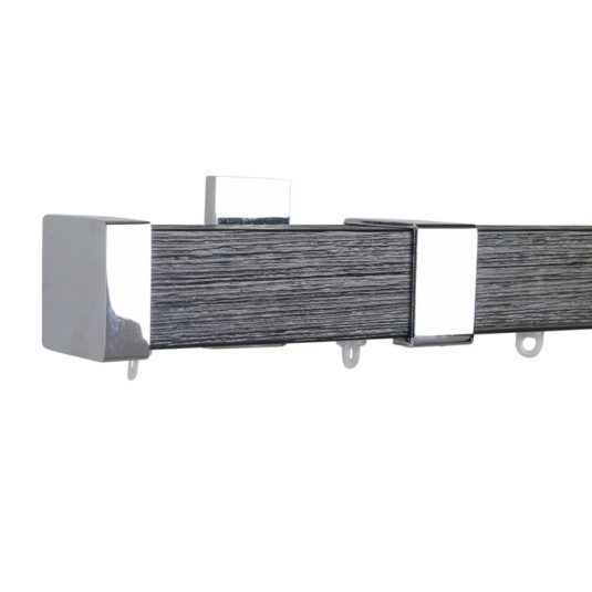 Berlin M51 35 x 35 mm Wood Pole Set Ceiling Bracket for 6 cm Wave Curtains Textured Jat Black